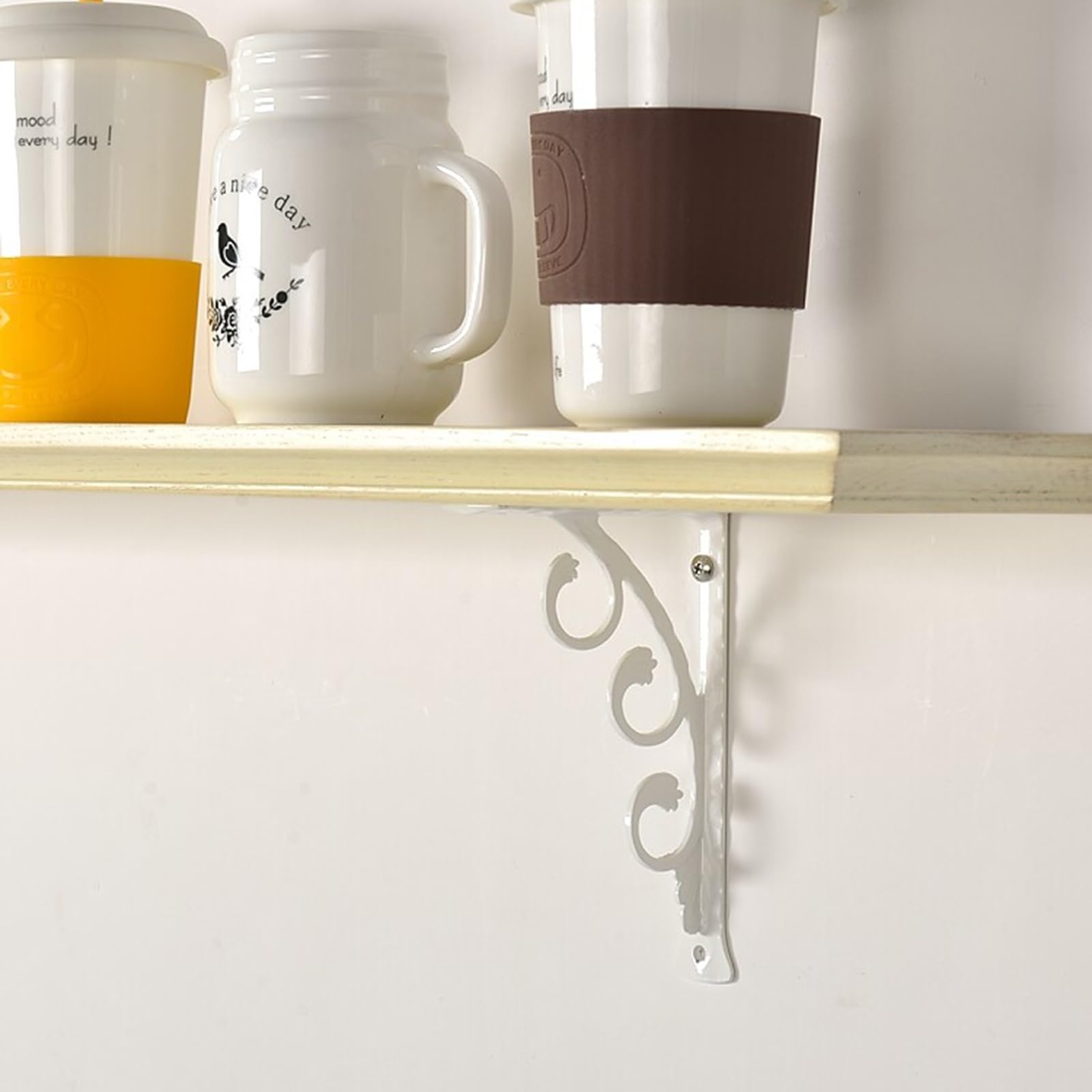 Escuadras para Estanterias 4 Soportes Decorativos de Aluminio para Estantes | Soporte Ornamental en Forma de L para Estanterías, Soporte Metálico Rústico de Esquina para Montaje en Pared