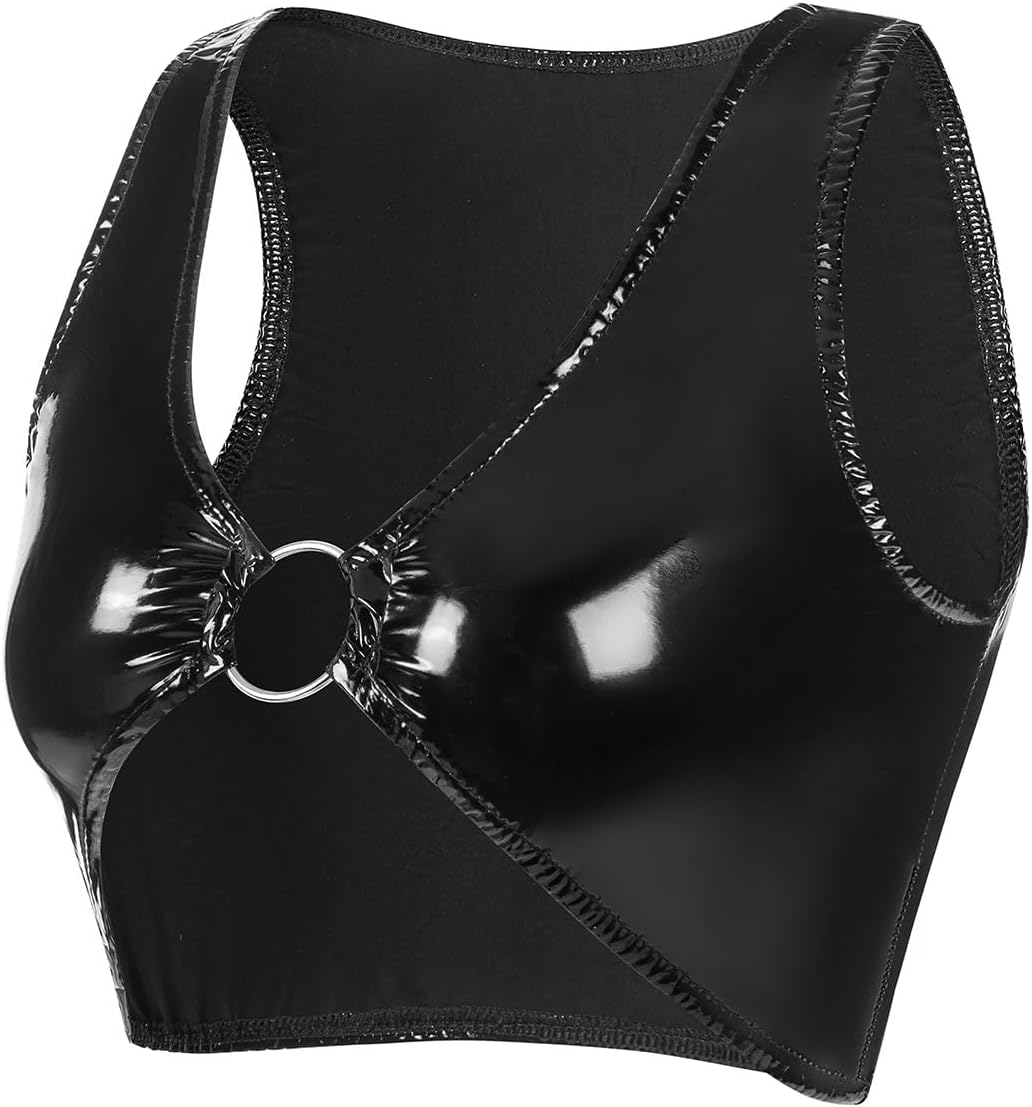 Sexy Outfit for Women O-Ring Link Bra Breast Exposure Tank Top