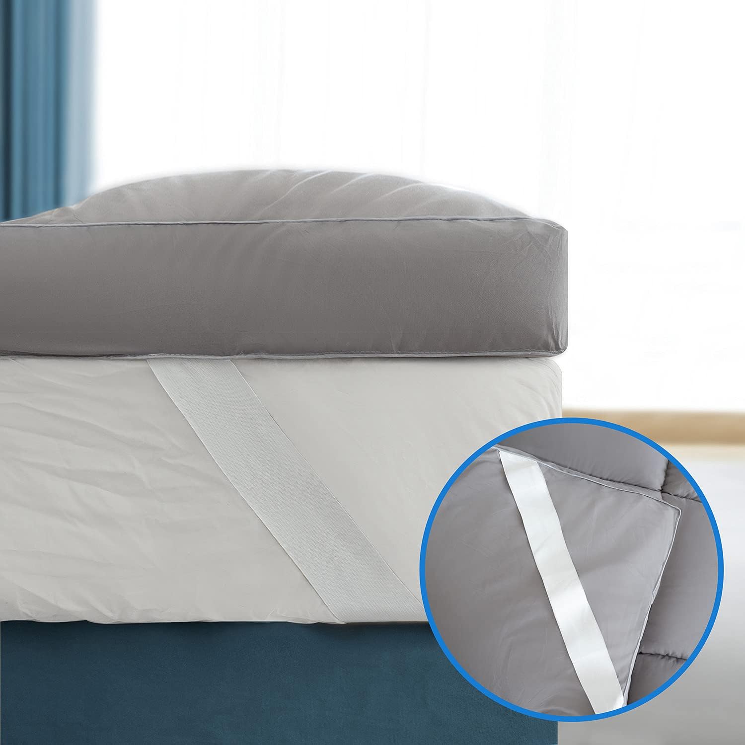 Marine Moon King Mattress Topper Cooling Extra Thick Plush Pillow Top Mattress Pad Hotel Quality Down Alternative for King Size Bed, Soft Bed Toppers for Back Pain, Grey - Image 6