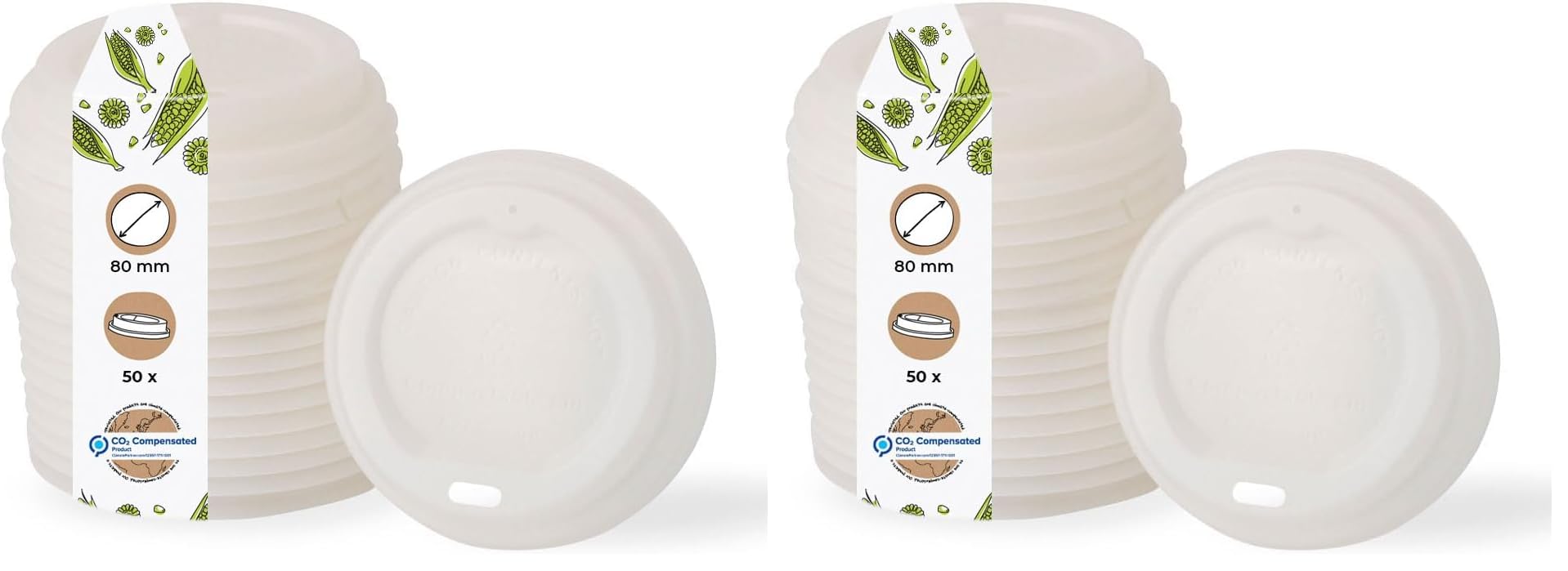 Couvercle gobelet carton 80mm compostable et recyclable blanc plat x100