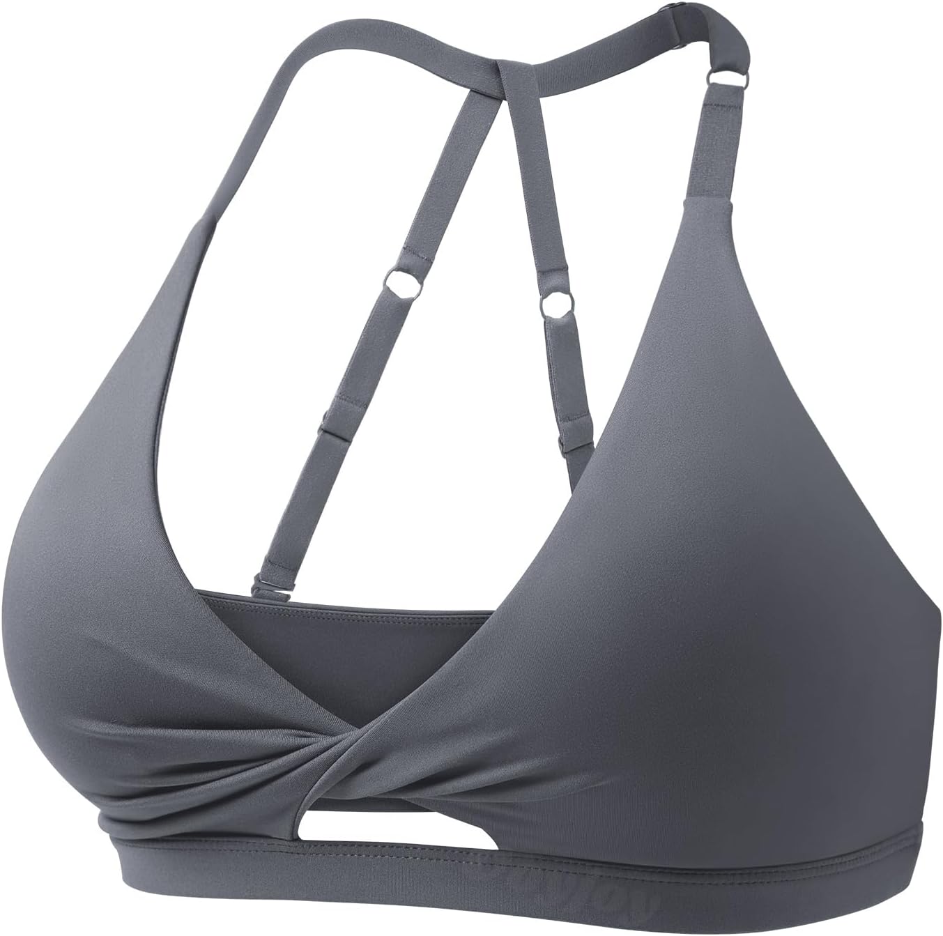 VOYJOY Workout Sports Bras for Women Padded Strappy Medium Impact Bra