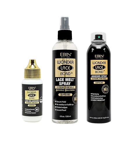 Miniatura 1 de EBIN NEW YORK Spray de fusión para pelucas de encaje, adhesivo impermeable Wonder Bond, paquete supremo con fusión de encaje y spray adhesivo para