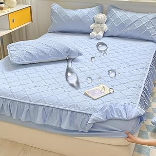 Protector DE Matress SHÁSE Encendido Encantador EN CONTRACIÓN con Bandas ELÁSTICAS FALDIA DE LA CAMISO CONTRES DE MATRISO Rosa, Azul, Rey 180X200X30CM