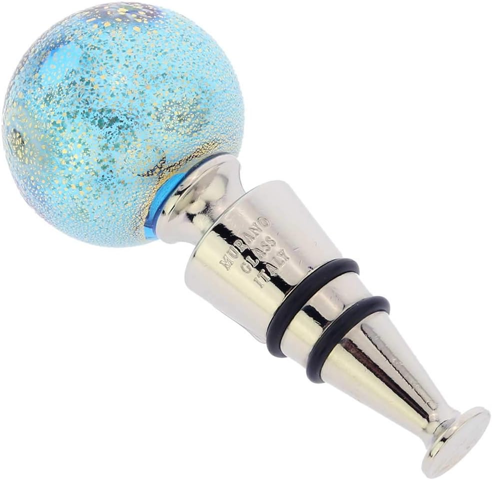 Glass Of Venice Murano Glass Millefiori and Gold Bottle Stopper