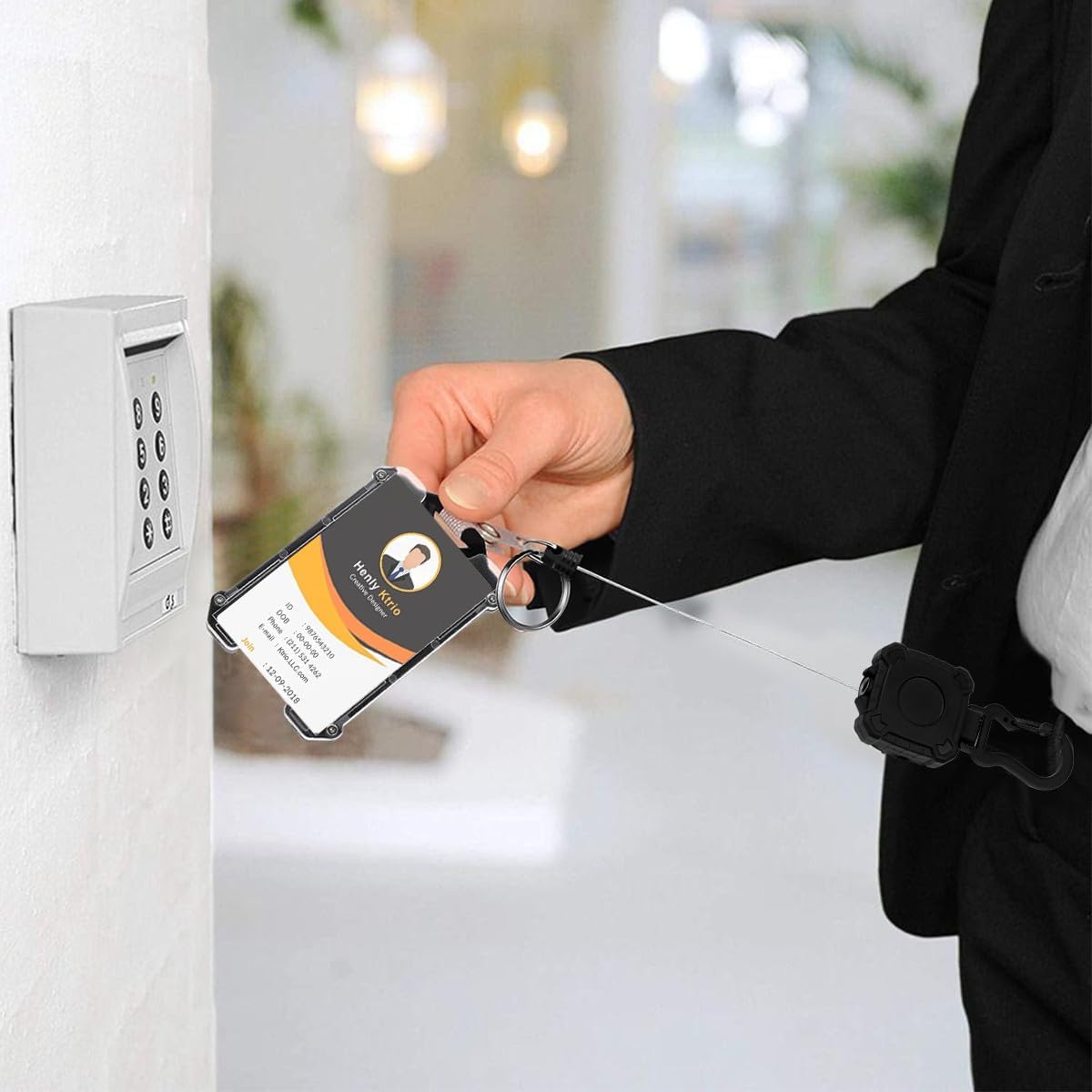 Mecool 2 Pcs Retractable Badge Holders Hard Plastic Extendable Lanyard with Card Holder, Square - Image 2