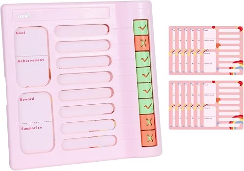 Tabla de lista de tareas para niños y adultos, tabla de rutina diaria reutilizable, tablero de planificación de rutina de bricolaje (rosa)