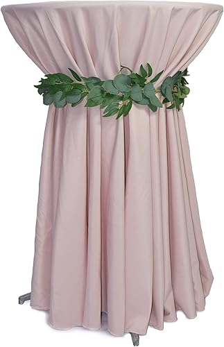 Miniatura 3 de YOUR CHAIR COVERS - Mantel redondo de poliéster prémium de 120 pulgadas - Mantel de lino color rubor para mesas redondas estándar