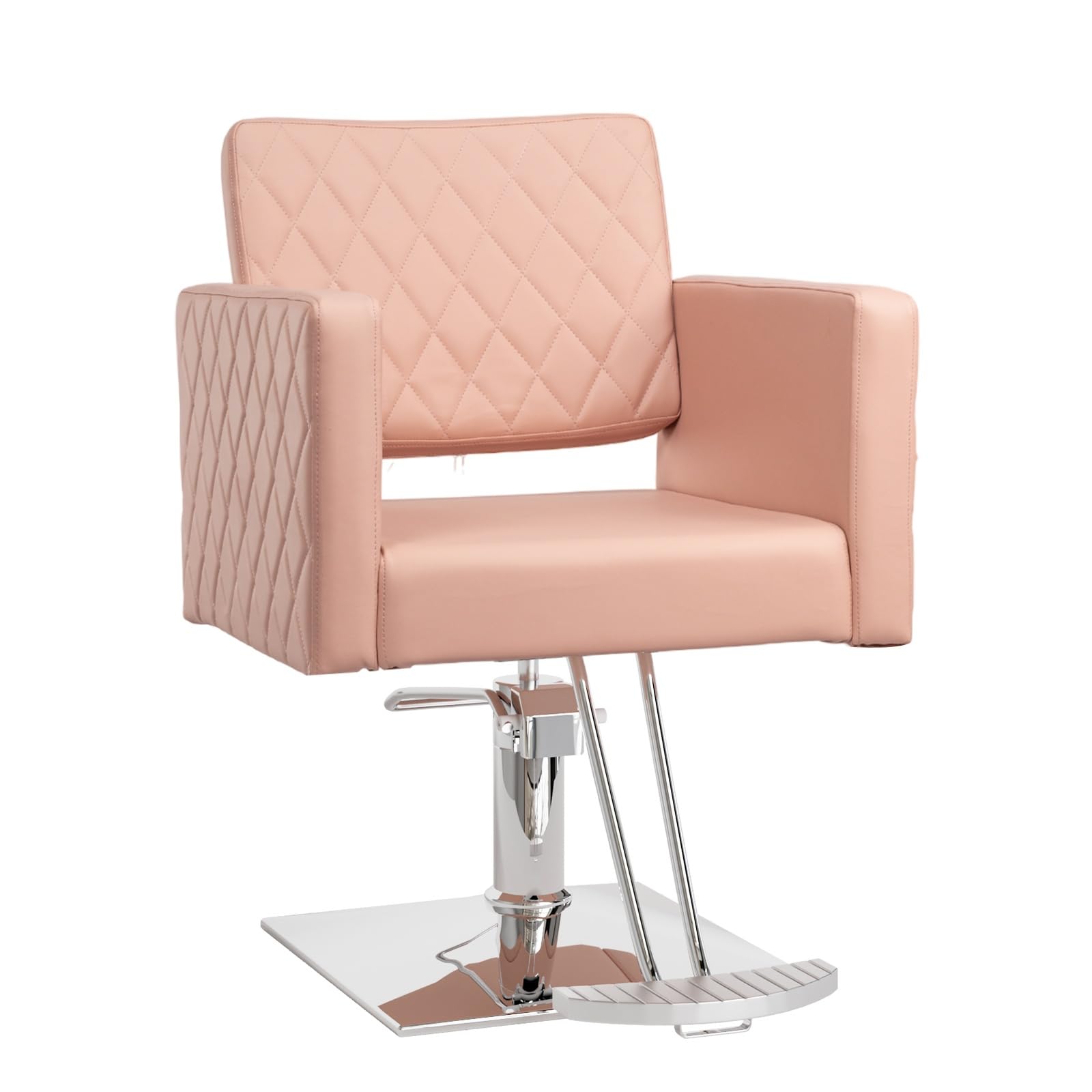 OmySalon Pink Hair Chair with Wide Seat Aluminium Alloy Footrest, Hydraulic Barber Chair for Heavy Duty Salon Use