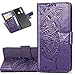 Produktbild COTDINFOR Etui für Huawei P Smart Z Hülle PU Leder Cover Schutzhülle Magnet Tasche Flip Handytasche im Bookstyle Kartenfächer Lederhülle für Huawei Y9 Prime 2019 Flower Butterfly Dark Purple SD