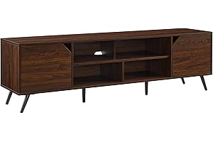 Walker Edison Nora Modern Open-Shelf TV Stand for 70 Inch TVs, Dark Walnut
