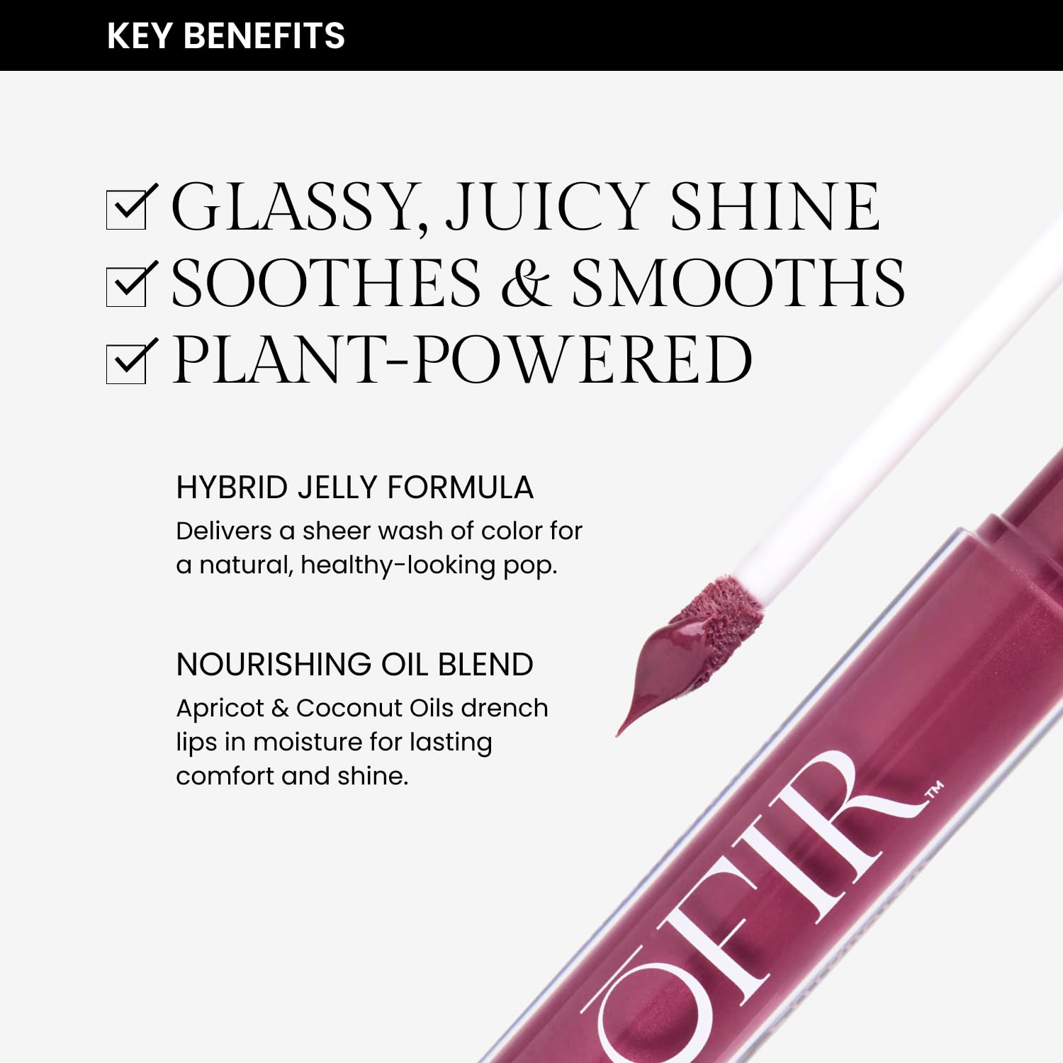 OFIR Hue Hydrator Sheer Lip Jelly | Luminous Gloss Shine Formula With Apricot Oil, Coconut Oil, Vitamin E for Subtle Color | Vegan, Cruelty Free Hydrating lip Balm | Sangria - Rich Berry, 0.135 Fl oz