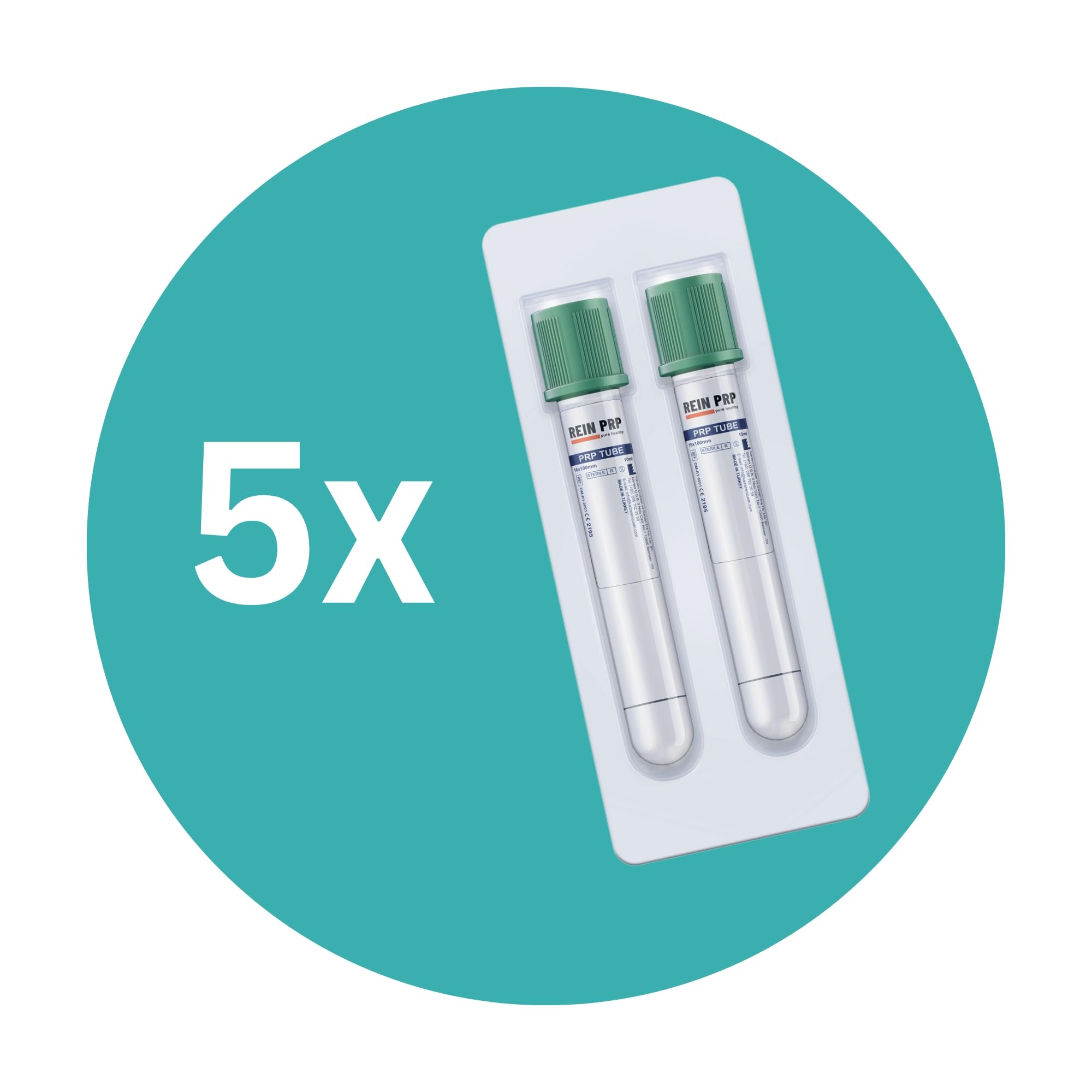 Pure PRP Twin 10 tubi PRP, confezione da 5 (10 tubi da 10 ml), qualità premium