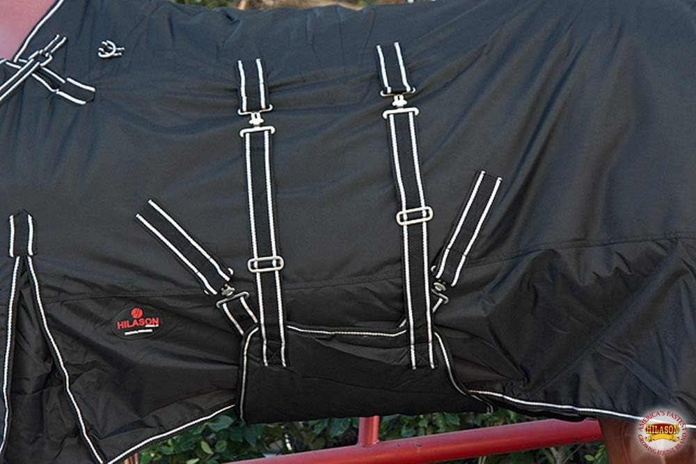 HILASON 600D Turnout Light Winter Waterproof Rain Blanket Horse Black | Blankets for Horses