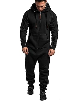 COOFANDY Mens Hooded Jumpsuits Full zip One Piece