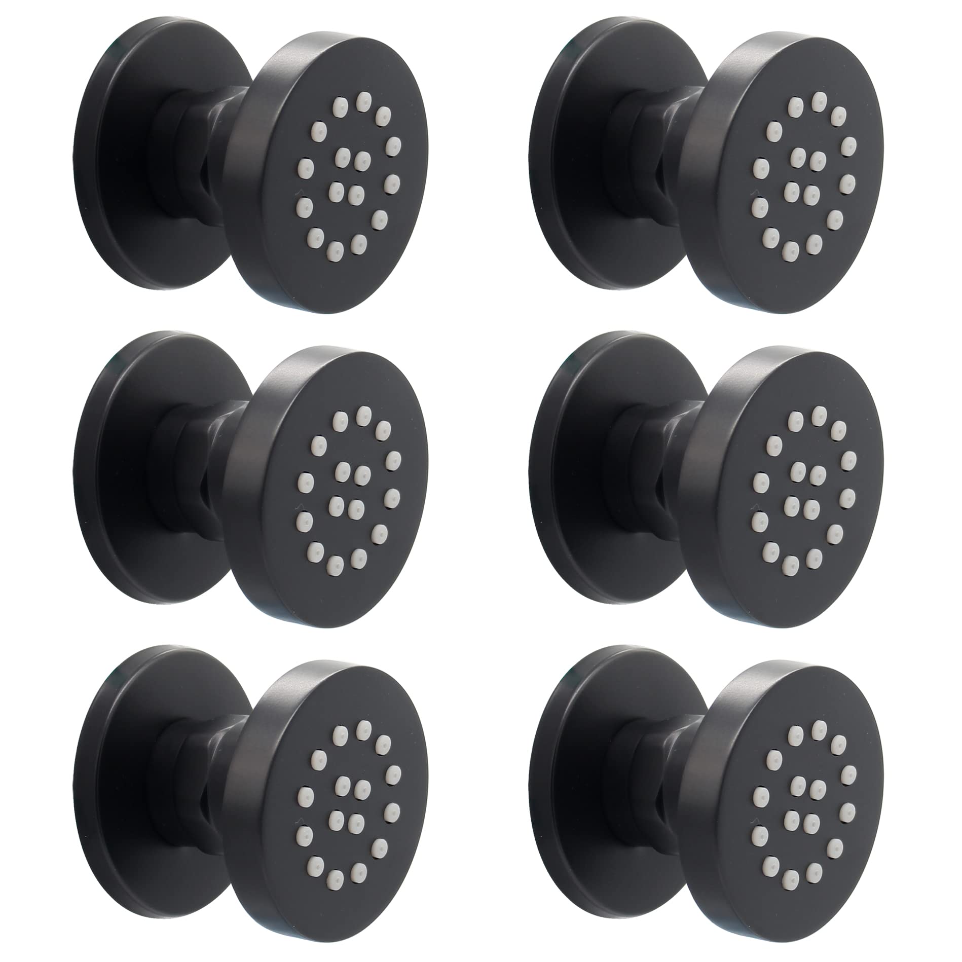 HOMEDEC Brass Shower Body Spray Wall Jets Spa Massage Showerhead Can Swivel (Dia 2inch - 6pcs, Matte Balck)