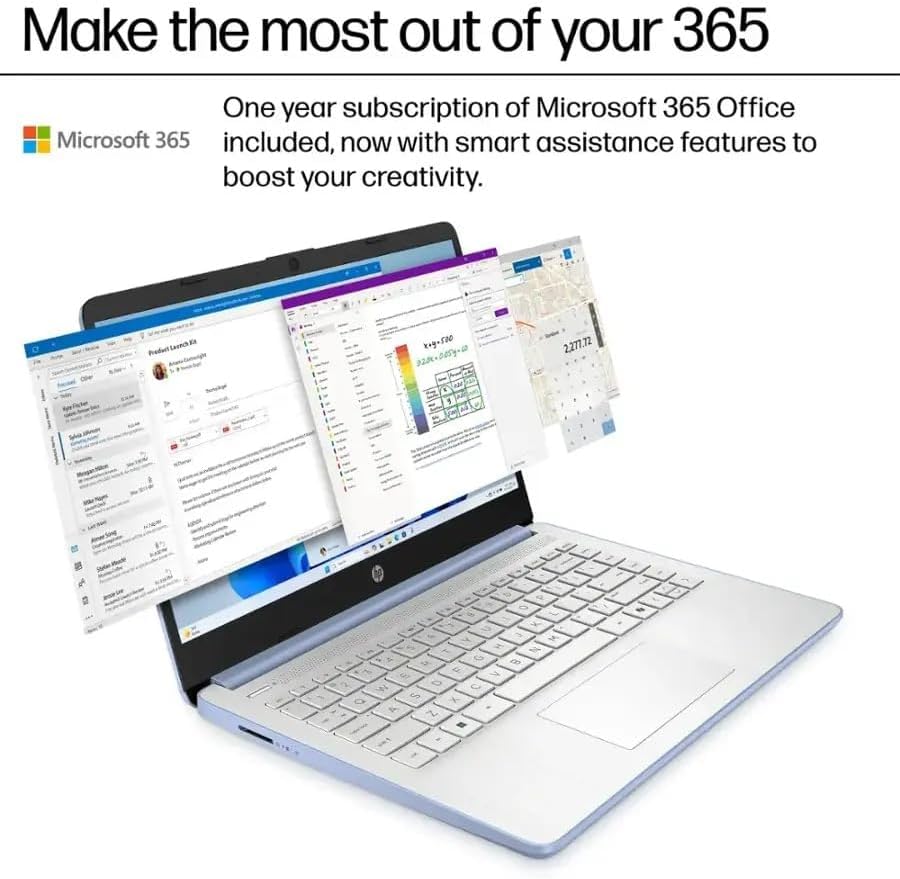 Image of HP Stream 14 Student Business Laptop, Microsoft Office 365, Copilot AI, 32GB RAM, 128GB UFS, Intel N150 Processor(Quad-core), Blue, Windows 11 Home, with 5ave Kit