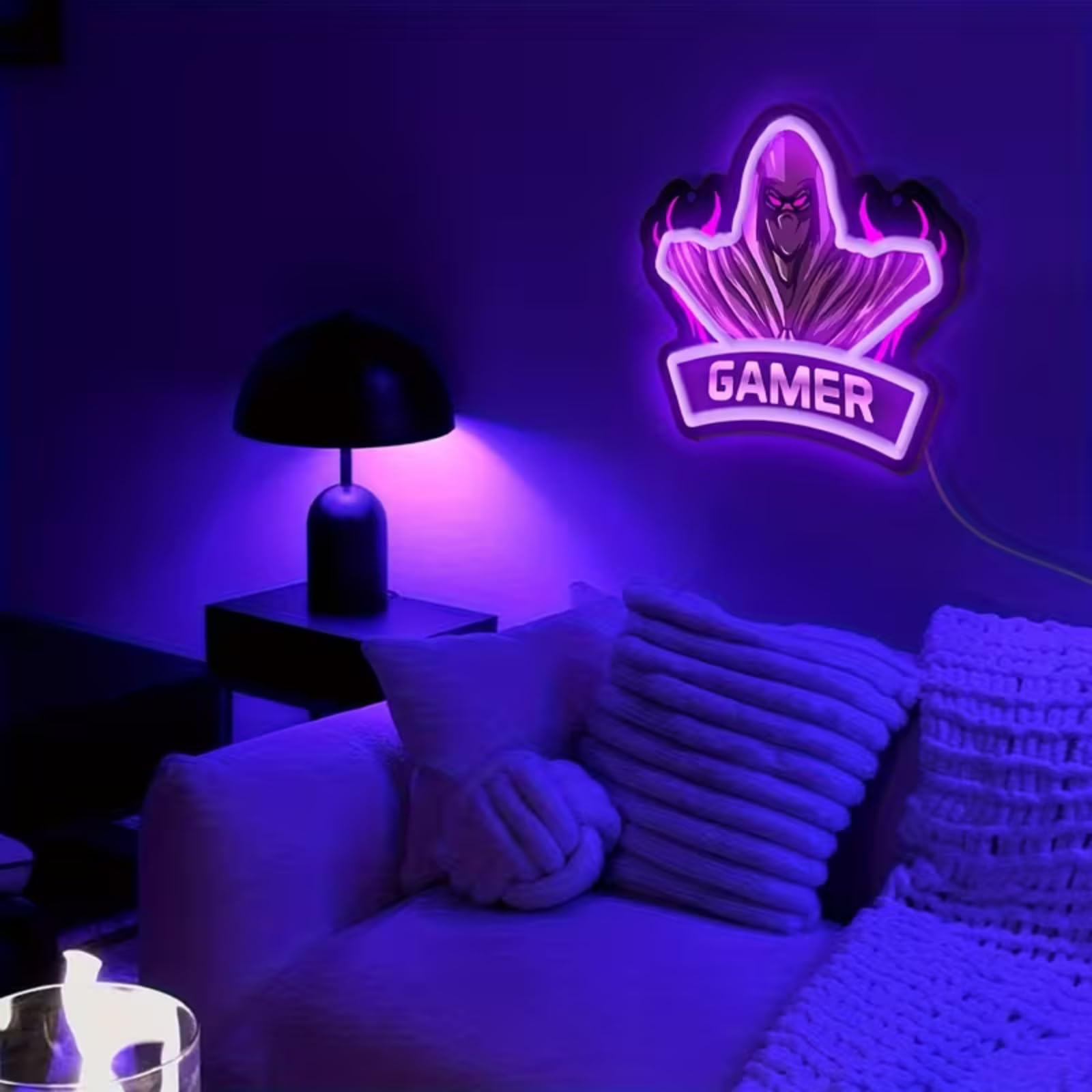 Gamer UV impression LED néon signe acrylique éclairer Art décor mural pour homme grotte garage bar magasins chambre chambre fête maison vacances alimentation USB