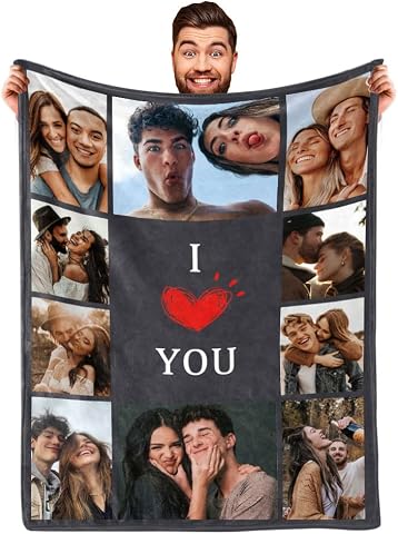 Custom Photo Blanket - Personalized Gift for Girlfriend, Boyfriend, Mom, Dad, An