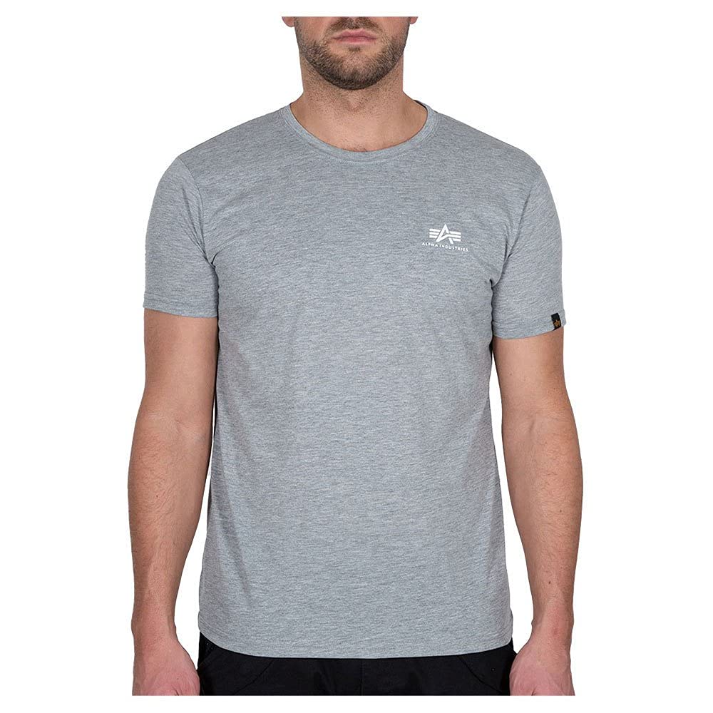 Alpha Industries Basic T Small Logo T-Shirt für Herren Greyheather/White
