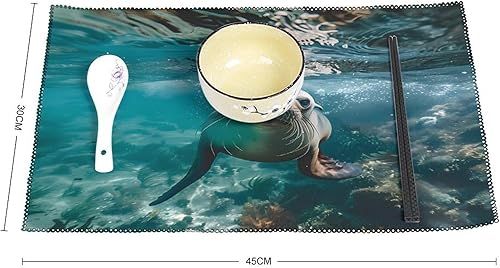 Miniatura 2 de Australian Sea Lion Underwater Photo Placemats Set of 6 Resistant Table Mats Washable Place Mats for Dinner Party Table Decoration