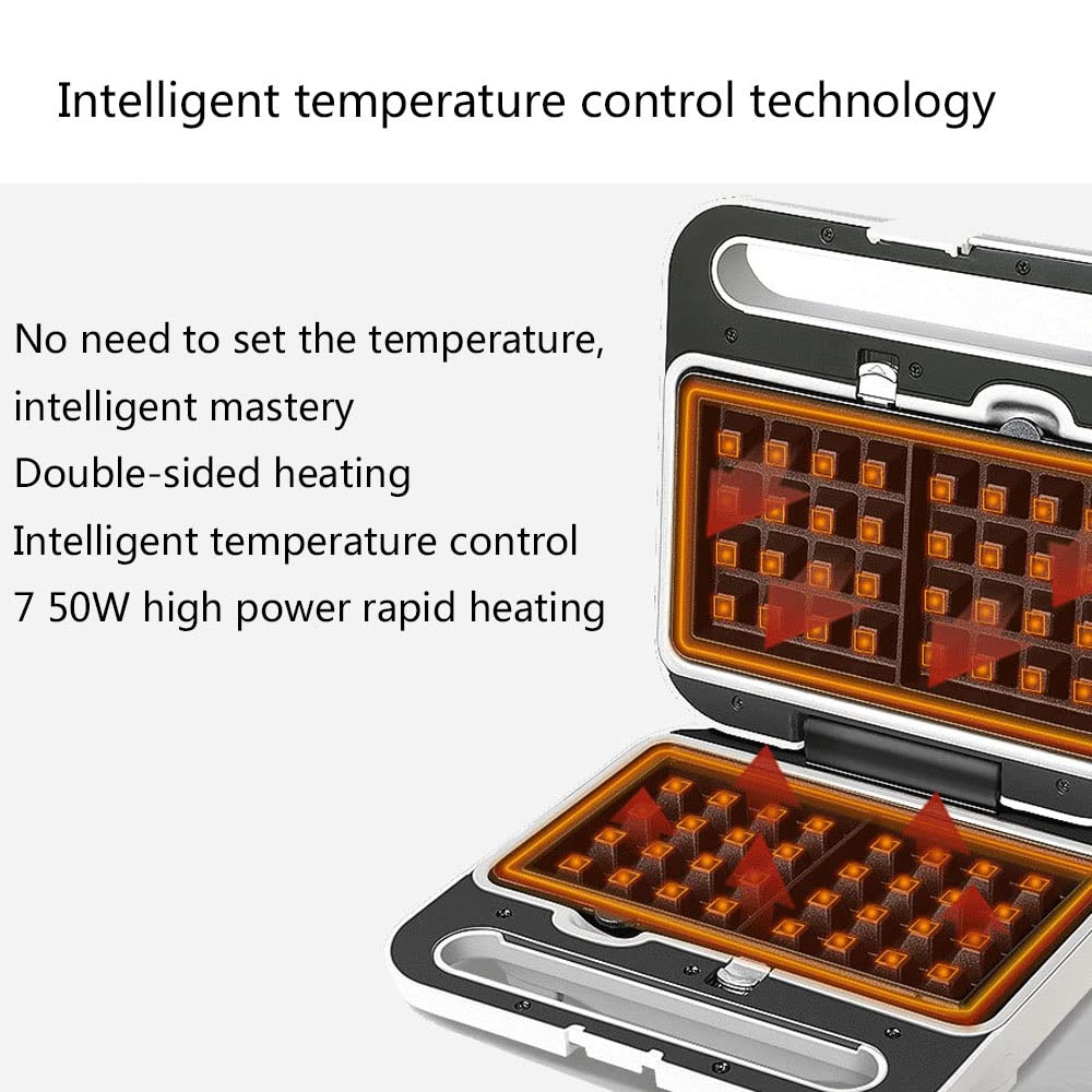 Waffelautomat Für Belgische Waffeln Elektrische Waffelmaschine Automatische Temperatur Doppelseitige Gleichmäßige Erwärmung Antihaftbeschichtete Platten Sandwichmaker, Waffeleisen, Kontaktgrill(Sandwi