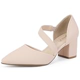 IN2 Women's Pumps Closed Toe Strappy Heels Low Block Chunky Heels Dressy Wedding Bride Prom Business Dress Shoes for Women Comfortable Formal Pointed Toe Short Heels