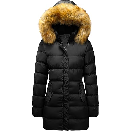 Szory Women's Winter Down Thicken Jacket Puffer Parka Coat with Removable Fur Hood