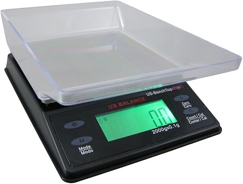 Báscula de mesa con pantalla LCD retroiluminada, 2000 x 0.1 gm, color negro