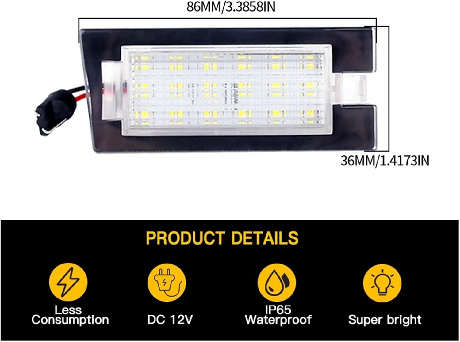 License Plate Light Lamps Compatible with Jeep Cherokee 2014-2018 OEM# 68223864AB Tail Lamp White 6000K 2Pcs Canbus No Error Free LED Number
