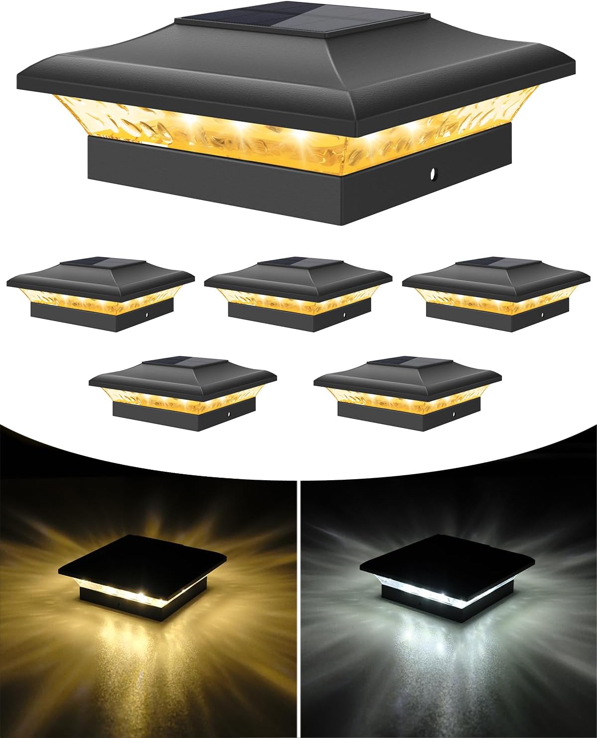 T-SUN Solar Post Cap Lights 6 Pack for 4x4 Vinyl/Wooden Posts ...