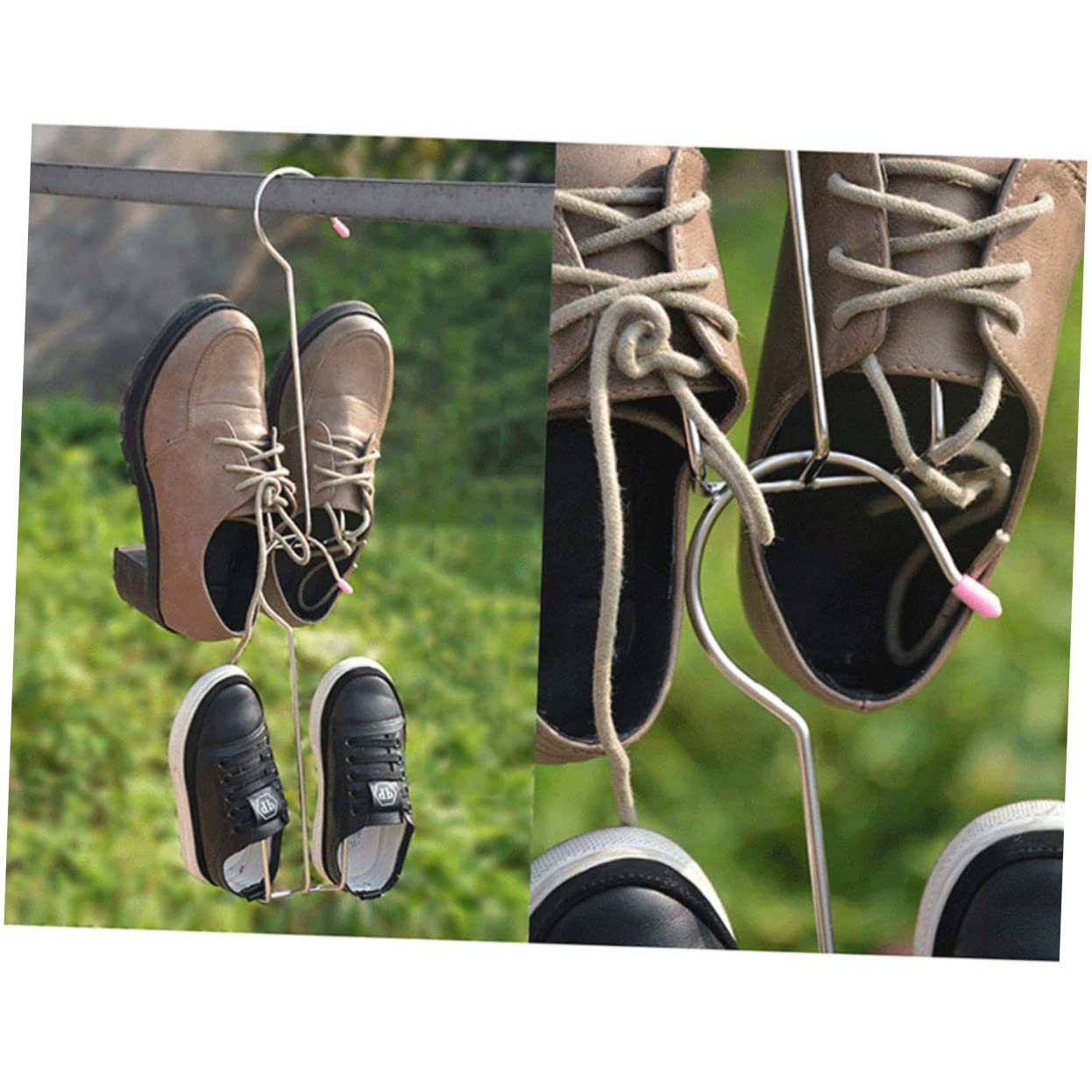MUCKLILY 2pcs Stainless Steel Shoes Drying Rack Hook Organizer Shoe Shelf for Keeping Boots Shape Lightweight and Convenient Design for Home Use Silver