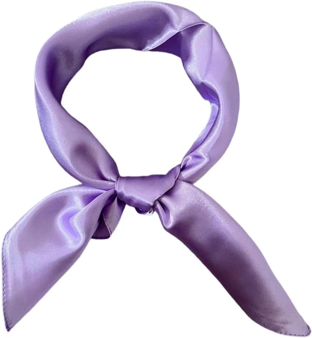 50’s Retro Neckerchief Silk Feeling Neck Square Scarf Lavender