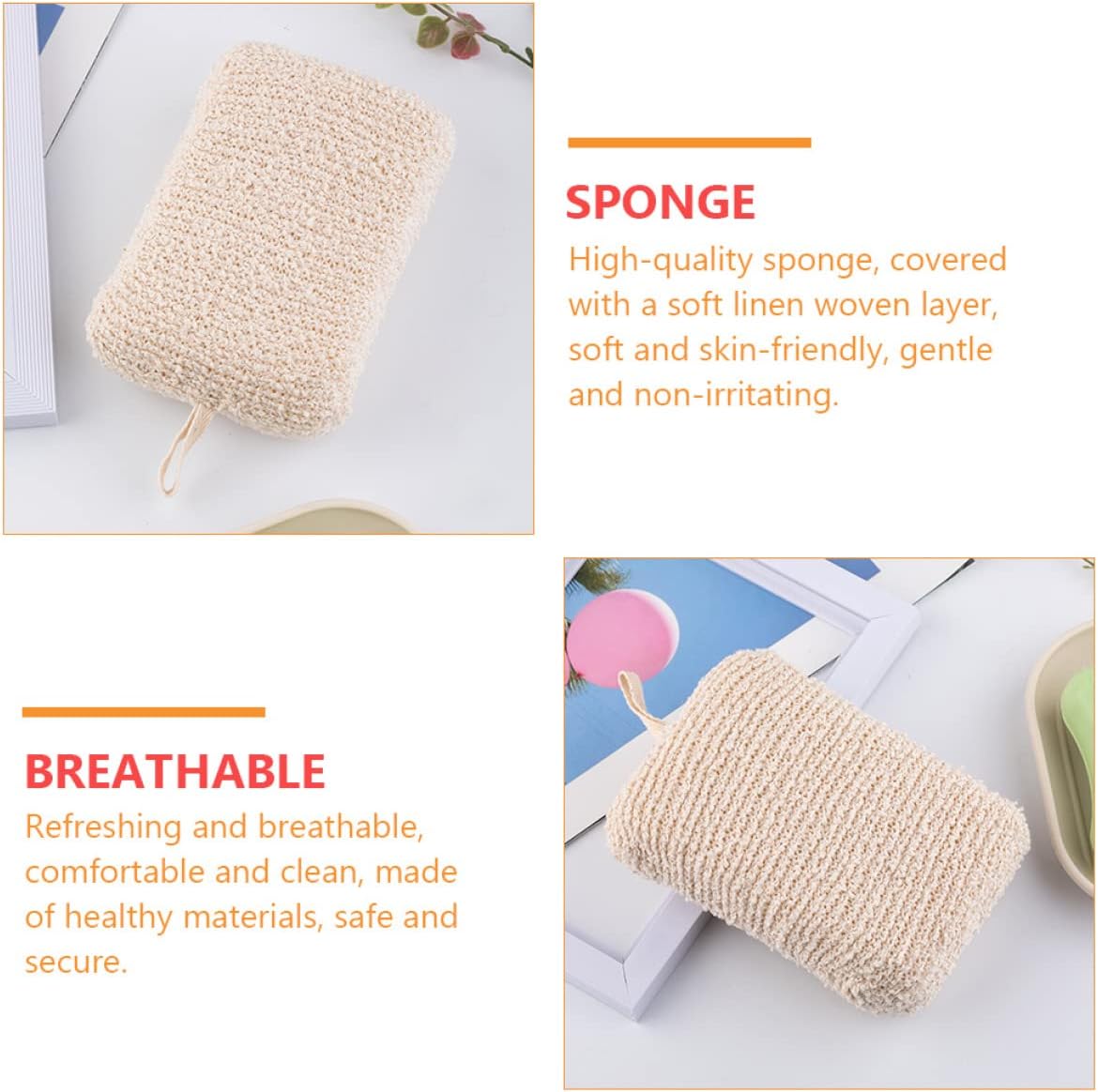 4 Pcs Moisturize The Bath Loufa Puff Scrubber Exfoliating Loofah Sponge Kids Bath Shower Pouf Balls Exfoliating Sponge Shower Loofah Sponge Child Powder Puff Flax Body