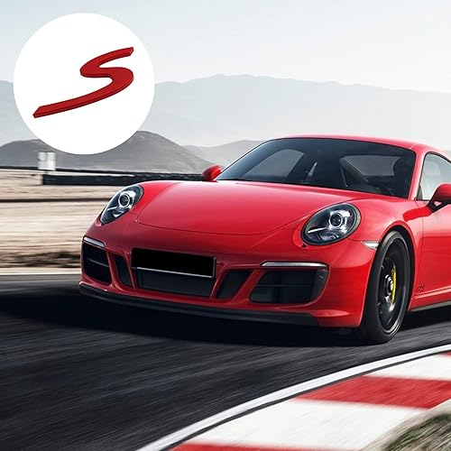 Miniatura 6 de S - Insignia de emblema para Porsche 911 Cayenne Carrera Turbo Panamera Boxster (S-Rojo)