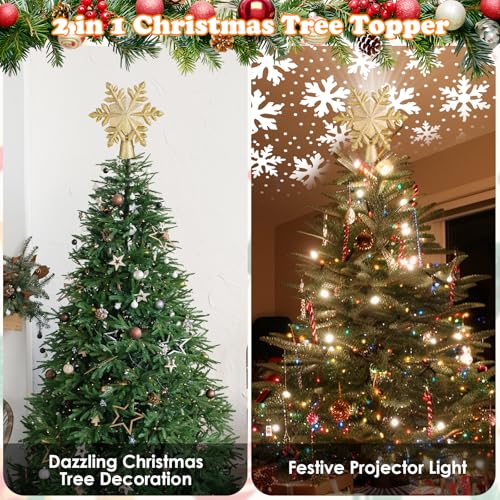 Decoración para árbol de Navidad estrella iluminada con proyector de 6 efectos interiores 7