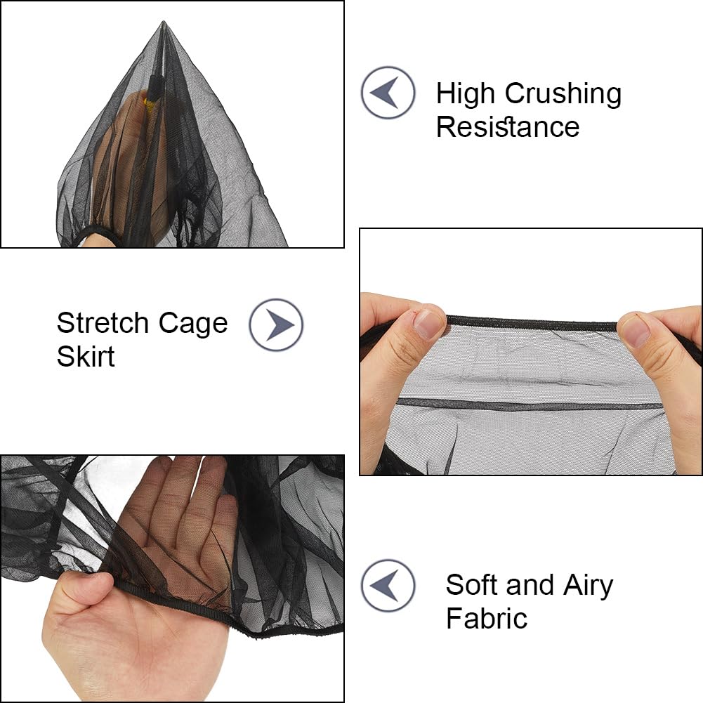 CREATCABIN Black Bird Cage Seed Catcher Bird Cage Net Cover Stretchy Form Fitting Mesh Skirt Cover Adjustable Universal Seed Catcher Guard Net Cover Gauze Birdcage Cover for Round Square 55~87x12Inch - Image 4