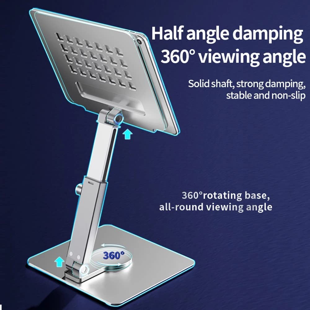 Tablet Supporto da scrivania Riser 360 Rotazione Multi-Angolo Regolabile in Altezza Tablet Portatile Pieghevole(Blue,White)