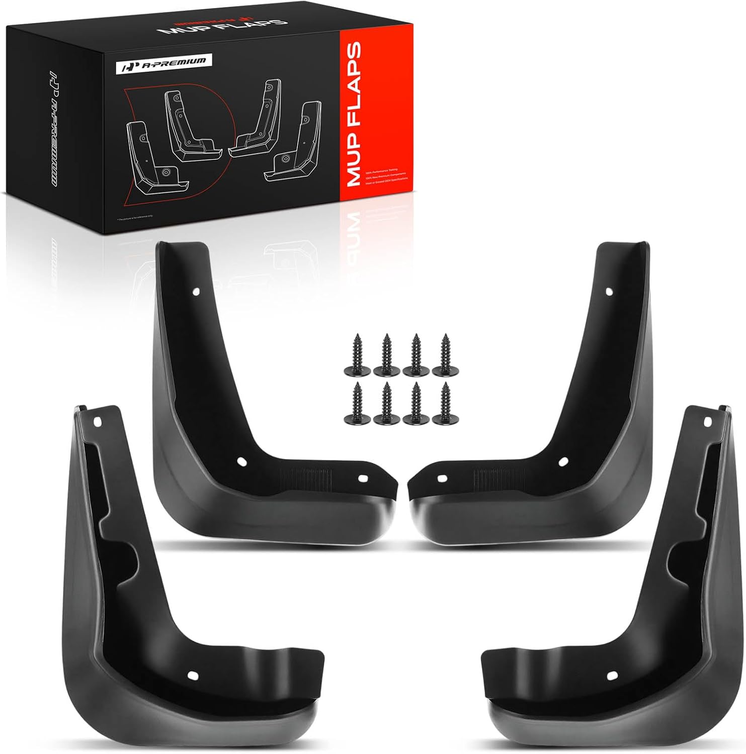 A-Premium 4-Piece Mud Flaps Splash Guards with Hardware for Ford Focus (2012–2016) – Black