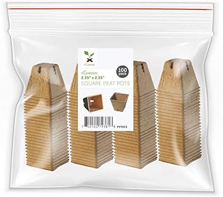 xGarden 100 Pack 2.35" Square Plant & Seed Starter Peat Pots - Biodegradable Compostable Nursery Pots for Vegetables or He...