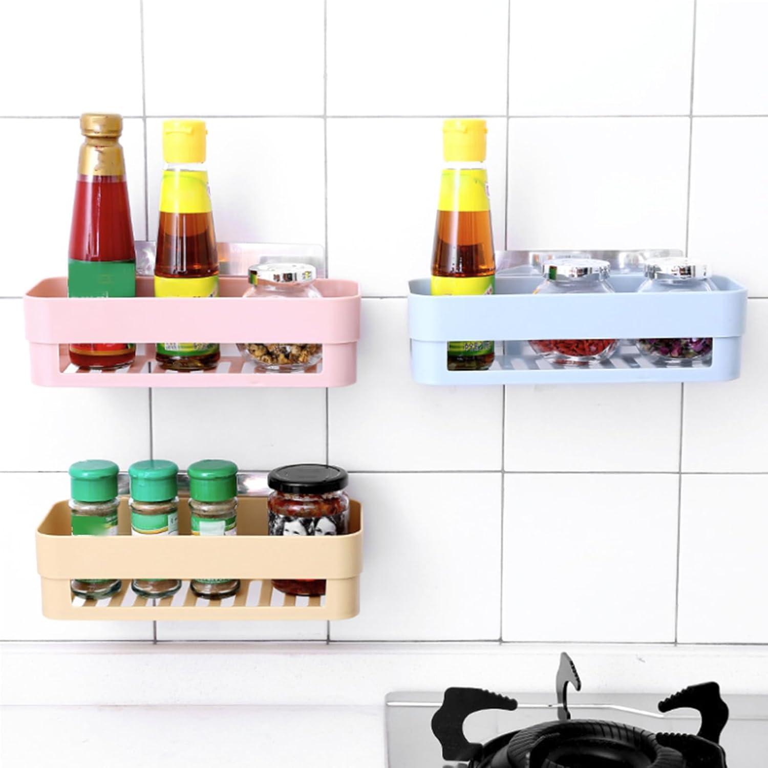 GANAZONO Plastic Bathroom Storage Rack Wall Mounted for Toilet Kitchen Use