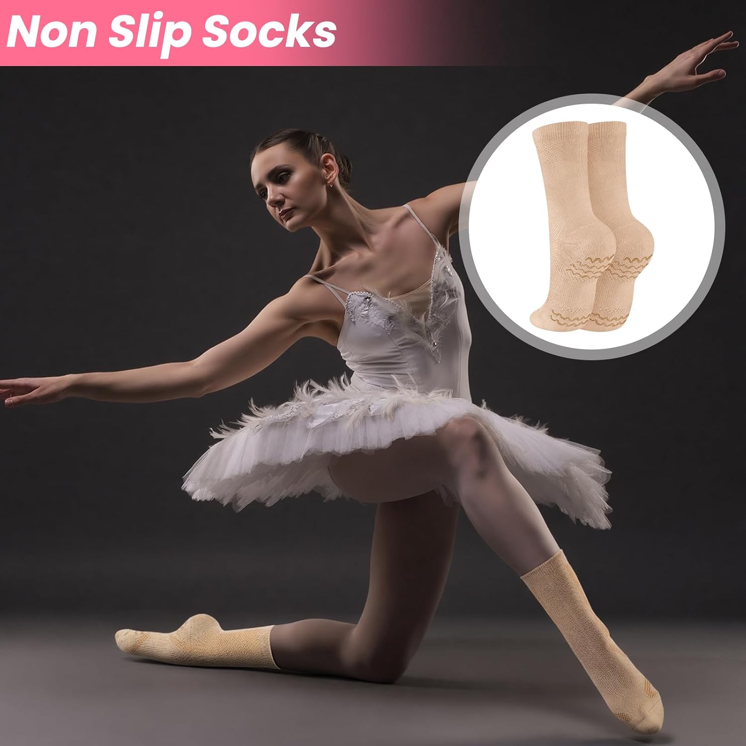 Twistover Dance Non Slip Socks Dancing Socks with Spin Spot Compression Ankle Ballet Dance Stockings for Dancer Women Girls