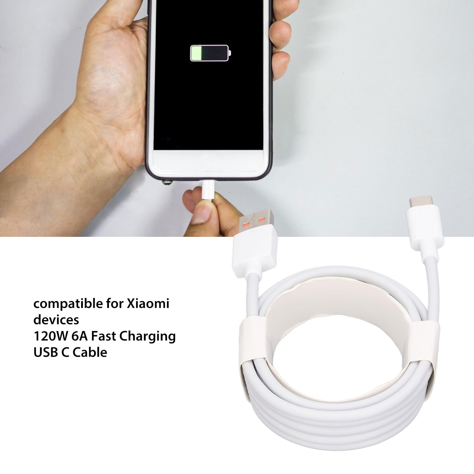 Kabel USB C, Szybkie ładowanie 120 W 6 A dla urządzeń 6,6 Stopy, Bezpieczeństwo Przede Wszystkim, z Zabezpieczeniem Przed Przeciążeniem, Zabezpieczeniem Przed Zwarciem