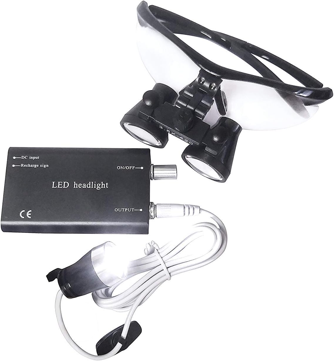 Bestlife 3.5x420mm DentaL Medical Binocular Loupes with Head light Lamp (Black),