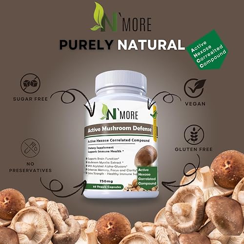 Miniatura 7 de N' MORE Six Active Mushroom Defense Suplemento Dietético Apoya la Salud Inmune 60 Cápsulas Vegetales 750 mg