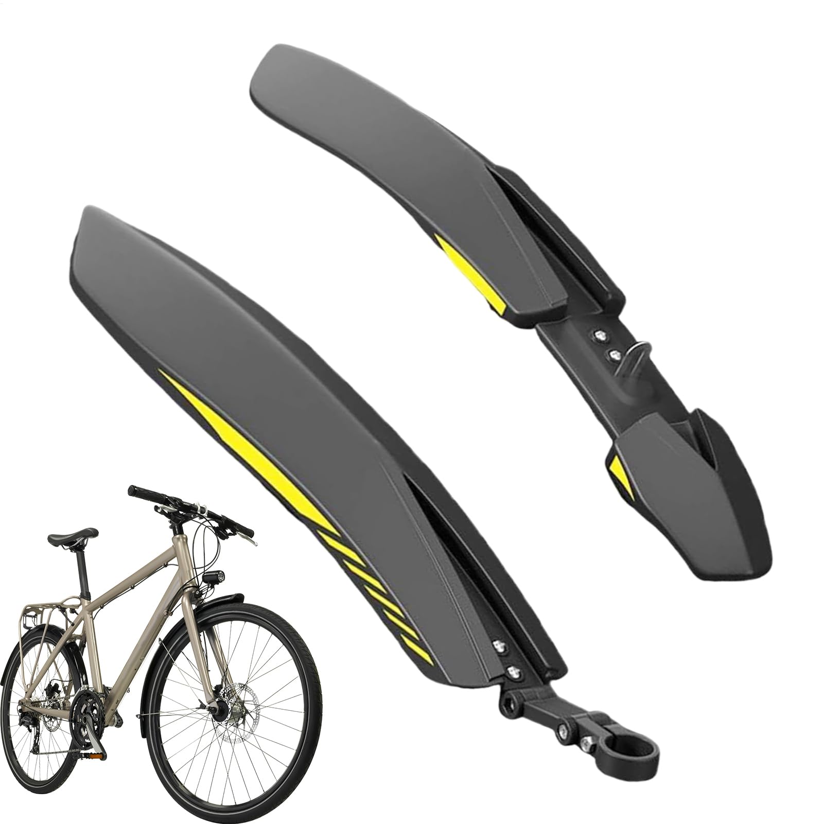 Bike Mudguards – PP 49x33cm Front & 56x42cm Rear | Adjustable Mudguard Set For Road & Mountain Bikes | Cycling Front & Rear Protection – Compatible With 24/26/27.5 Bikes