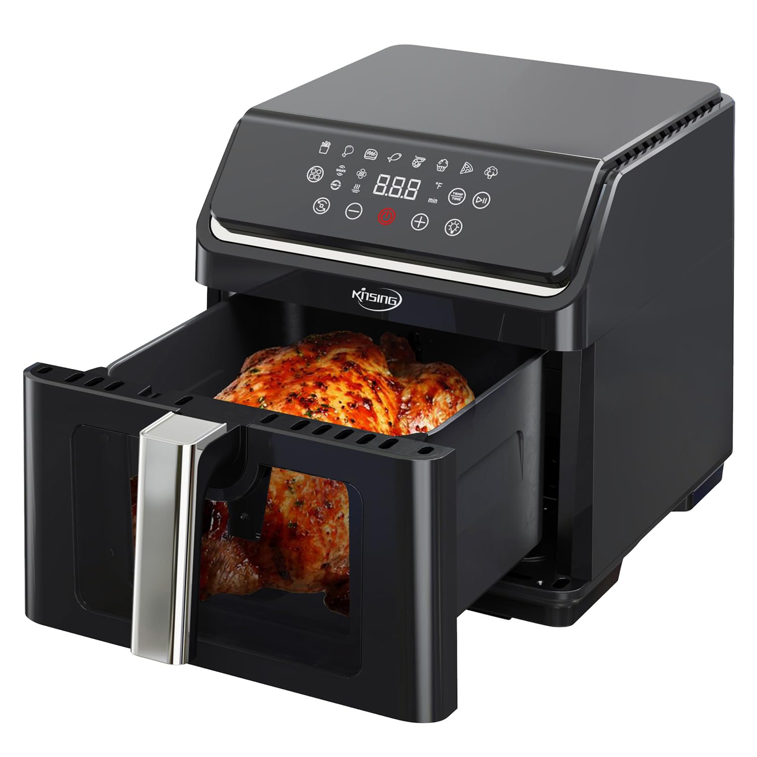 KINSING Air Fryer with Window Visible 8-in-1,8.7-Qt Large space,85% Less Oil,Roast, Bake, Dry, Reheat, Frozen, Broil,160-400? Even Results With Precise Temperature Control,Dishwasher-Safe