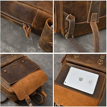 Amazon.co.jp: ビンテージ レザー バックパック 100% レザー バック