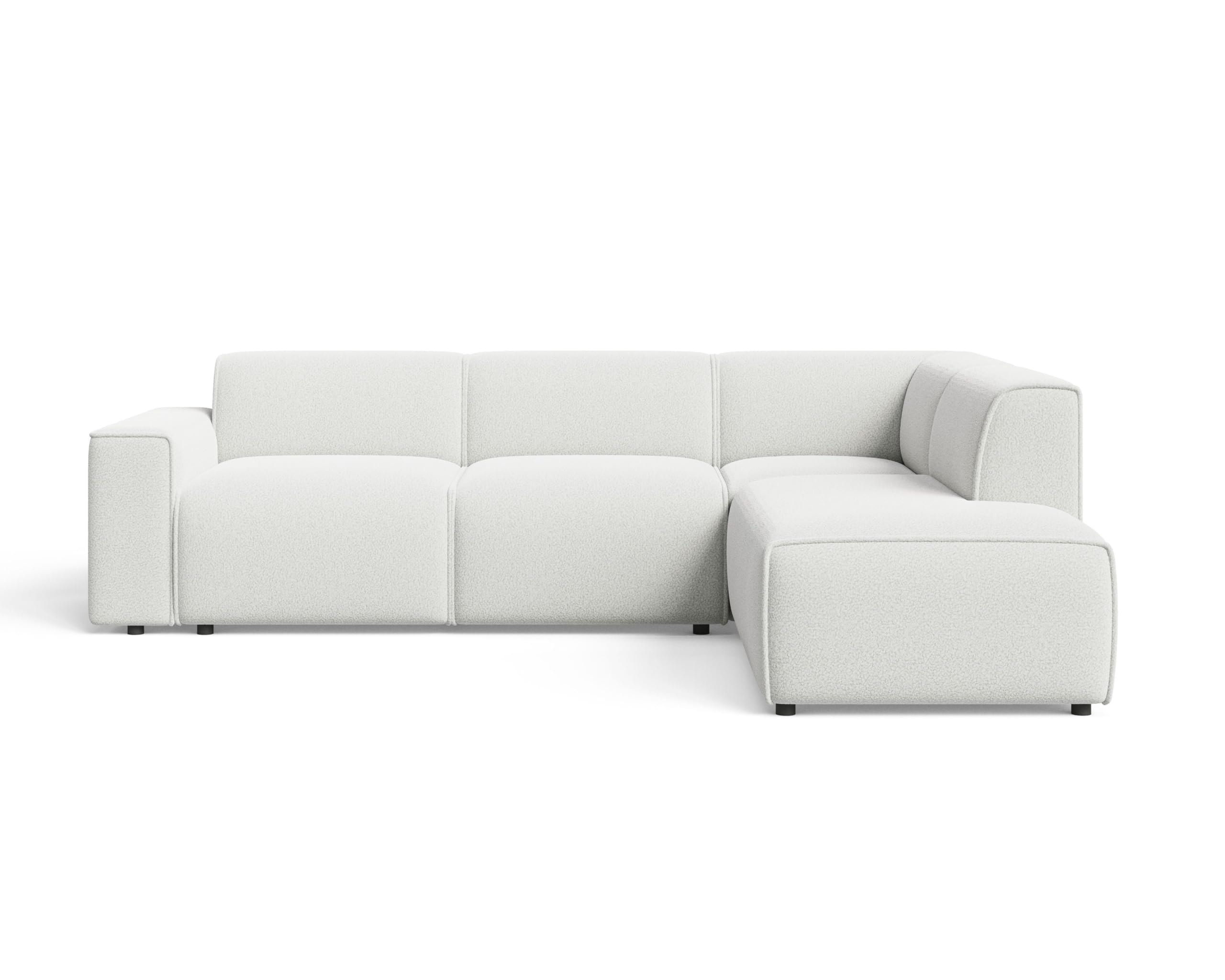 GRAINGOLD Eluno Ecksofa 292x220 cm, L-Form Sofa, Sofa für Wohnzimmer, Bouclé Stoff, 4-Sitzer Eckcouch, Modernes Design (Weiß, Rechts)