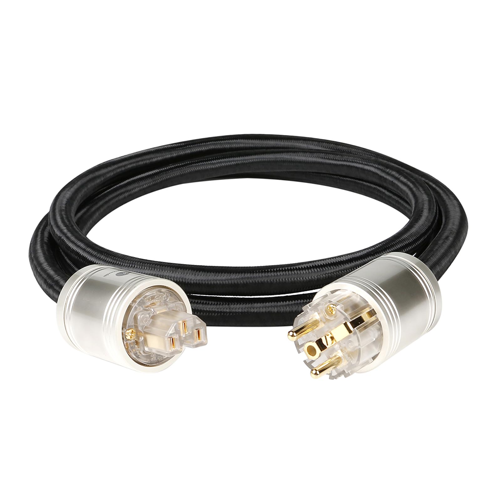 BOAACOUSTIC JIB Cavo di alimentazione Spina di contatto di protezione High end Audiofila 3 x 3,6 mm² Ø 16 mm con anello in ferrite, presa Schuko per giunzione a freddo 2m