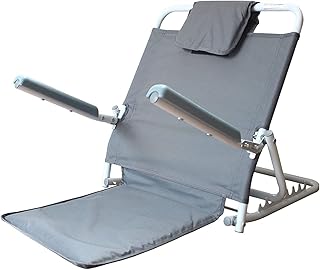 EXENXA Respaldo de cama ajustable Respaldo de cama ajustable 7 engranajes cama con reposabrazos soporte lumbar para pacientes paralizados postrados en cama, cama plegable (color: azul) (amarillo)